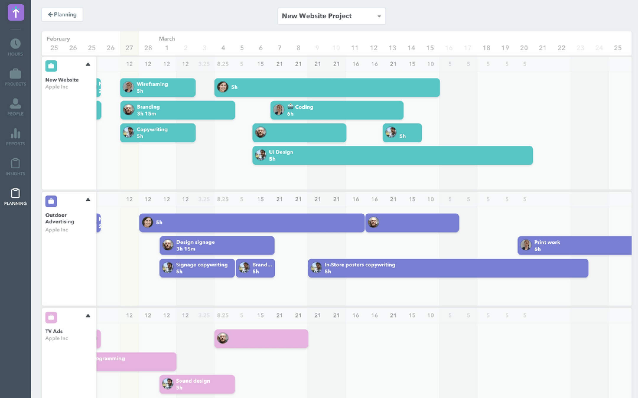 timeline using table tool