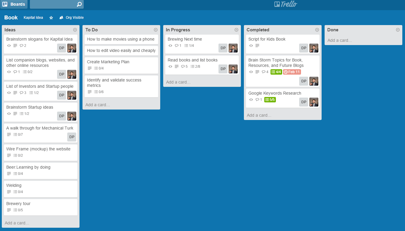 sample trello boards for project management